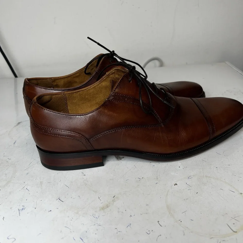 Florsheim Mens Cognac Brown Leather Cap Toe Flexsole Oxfords Size‎ 9.5 M